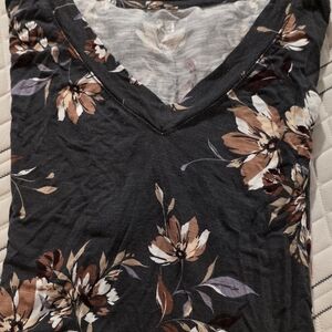 Maurices Floral V-Neck Top - Black and Brown